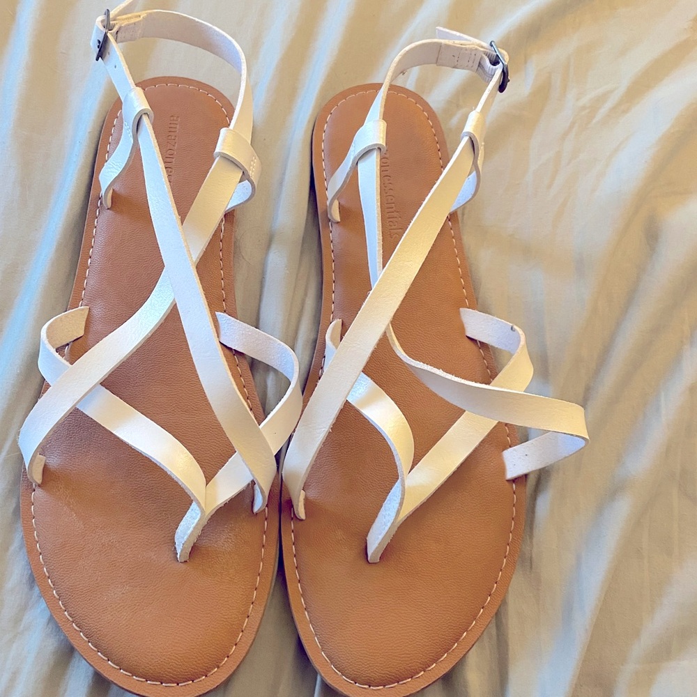 White sandals. Size 12. Amazon Essentials.